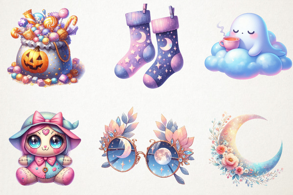 Pastel Witch Halloween Clipart, an Illustration by RobertsArt (Photo 2 of 7)