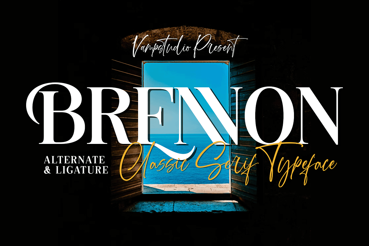 Brennon Stylish Serif Font, a Serif Font by Vampstudio (Photo 1 of 15)