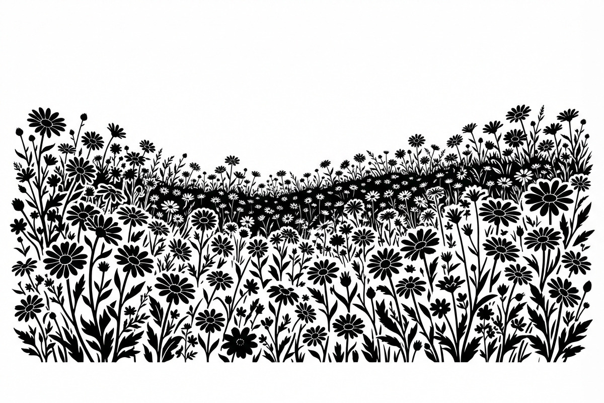 60 Daisy Flower Field Silhouette, a Seasonal Illustration by Amazin_art (Photo 26 of 28)