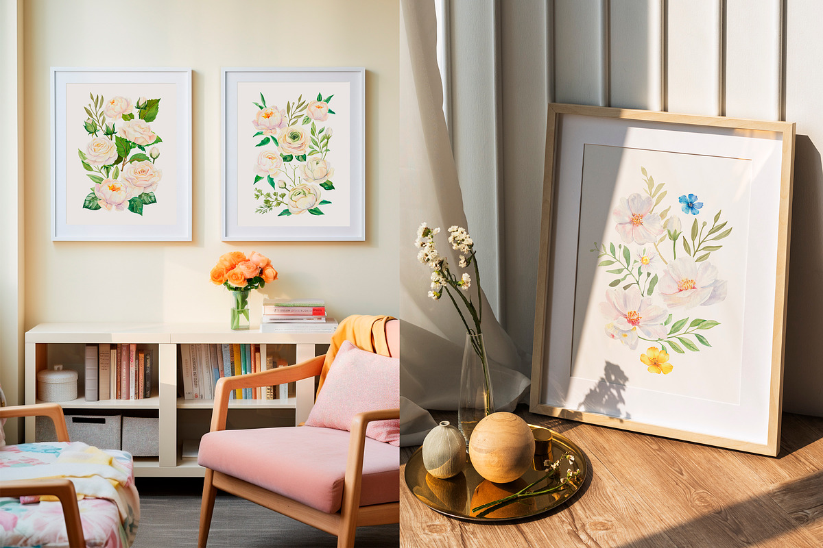 White Flowers watercolor collection, a Decorative Illustration by Volha Studio (Photo 2 of 9)