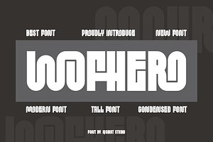 Wofhero - Condensed Font, a Sans Serif Font by Iqsiart Studio