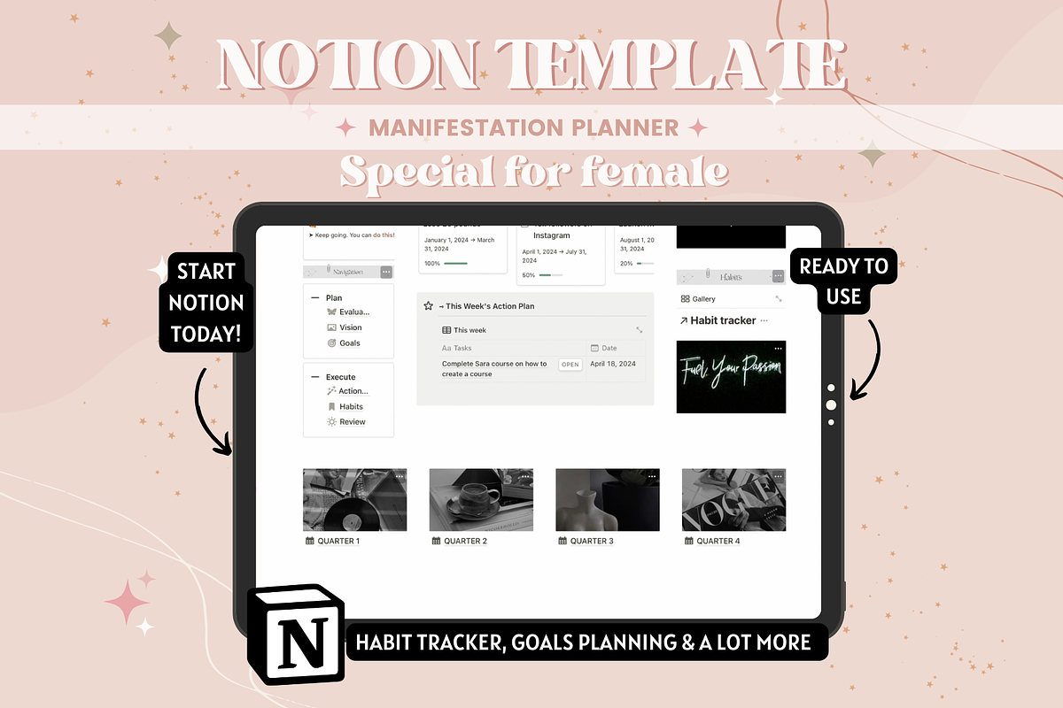 Manifestation Notion Template, a Templates & Theme by bellaROSEworkshop (Photo 9 of 10)
