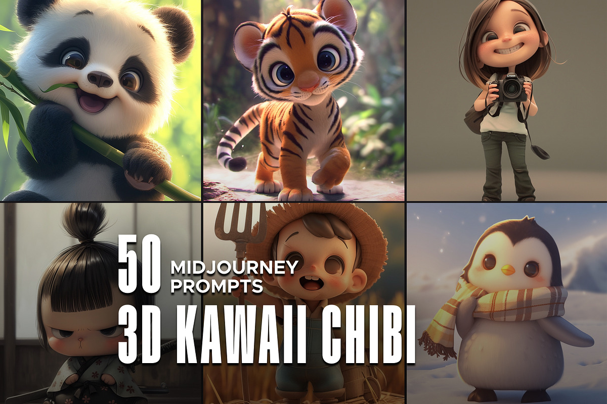 50 3D Kawaii Chibi Prompts, an Object Graphic by MadeByAI Studio (Photo 1 of 5)