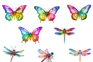 Butterflies And Dragonfly Clipart