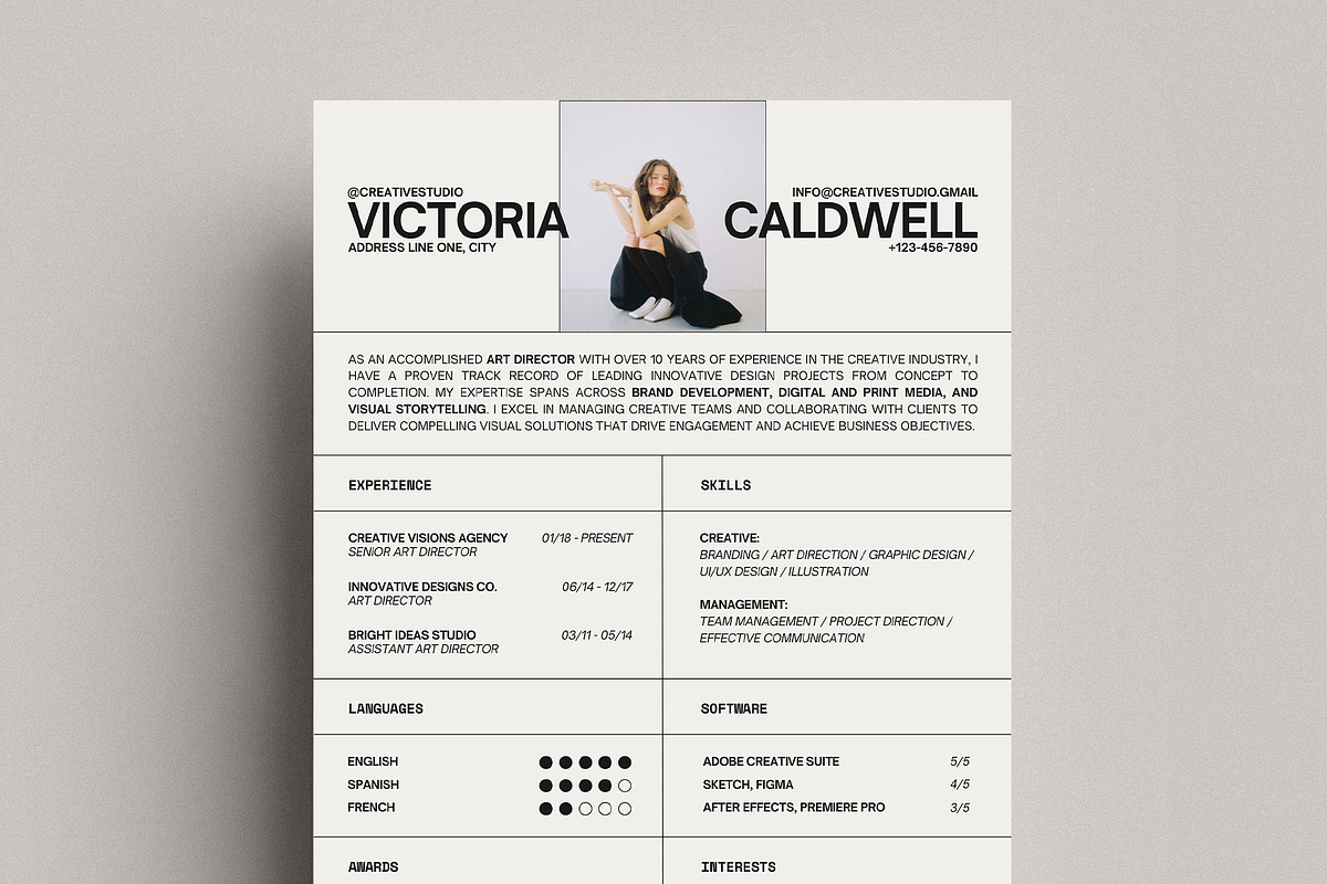 Stylish Canva Resume Template, a Resume Template by Moscovita Studio (Photo 2 of 10)