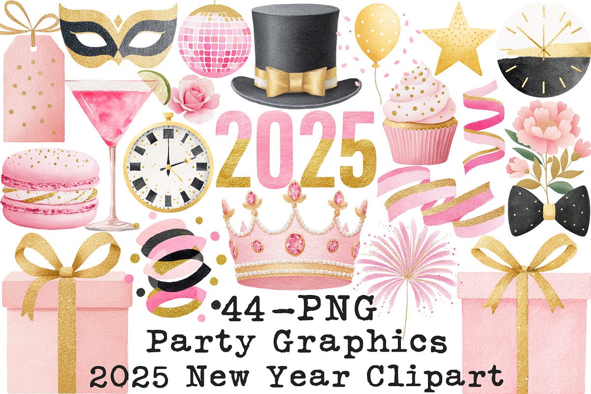 2025 New Year Clipart, Party Graphic, an Illustration by Libby Wishes (Photo 1 of 7)