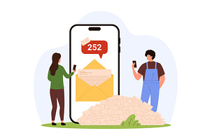 Alert notification of spam, mailbox, a Person Illustration by Flashvector
