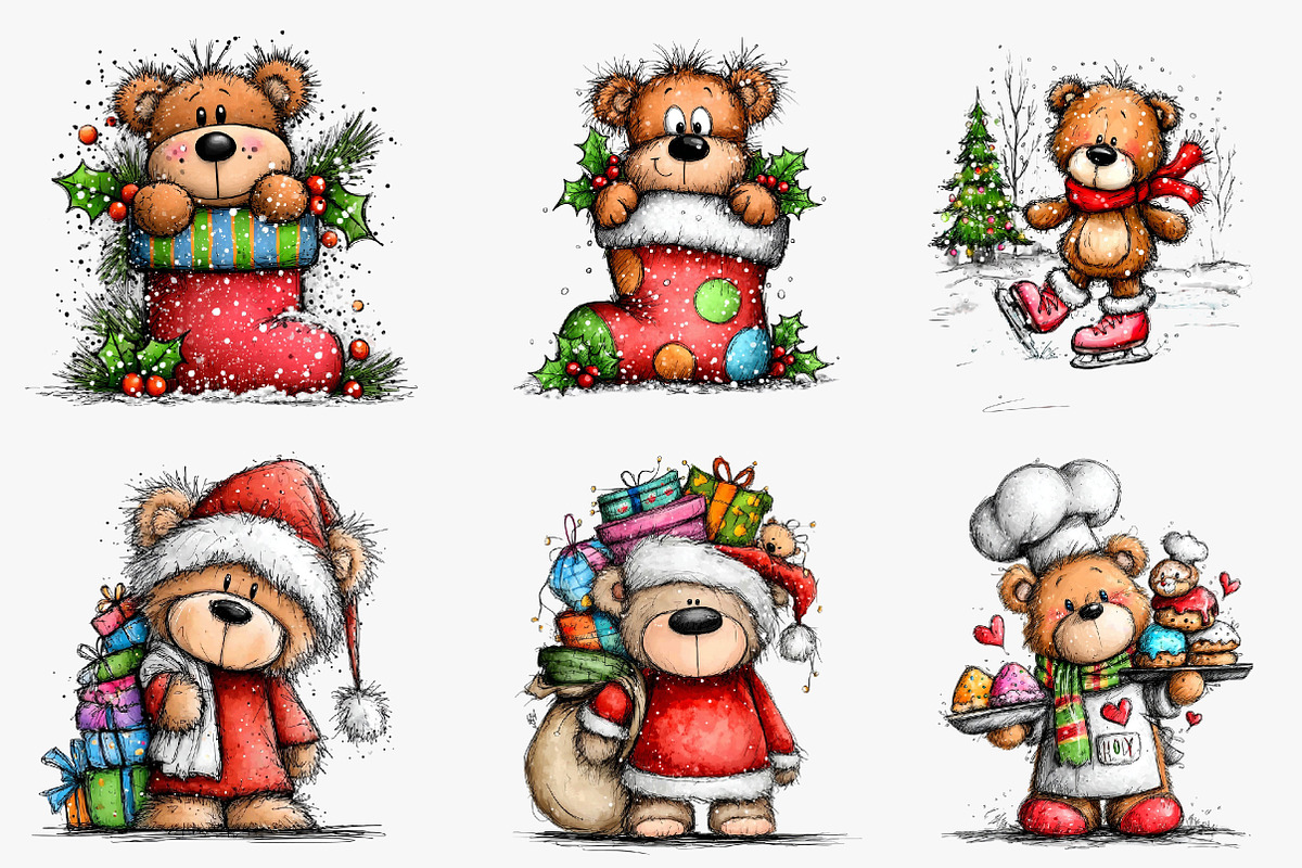 Wishmical Christmas Teddy Bear Clipa, an Illustration by CreationArt (Photo 5 of 5)