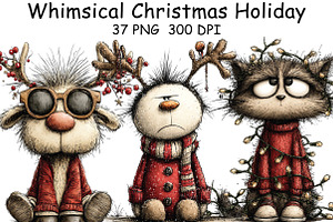 Whimsical Christmas Holiday Clipart, an Illustration by CraftArtStudio