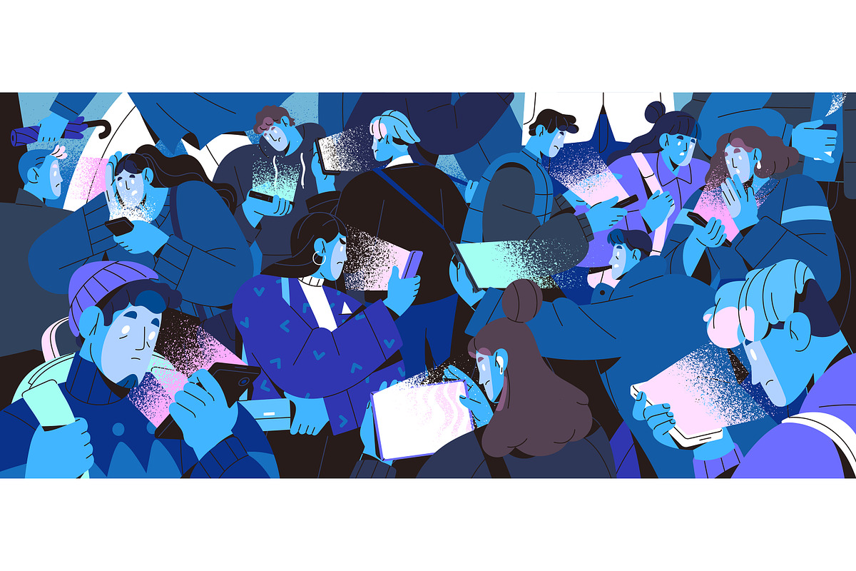 Smartphone addiction concept, banner, a Person Illustration by PaperTrident (Photo 1 of 4)