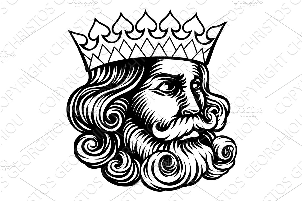 King Medieval Crown Head Face, a Person Illustration by Christos Georghiou
