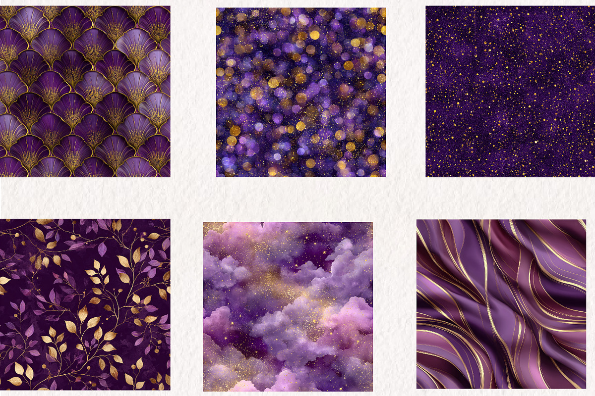 Purple and Gold Glitter Digital, a Pattern Graphic by CreationArt (Photo 4 of 4)