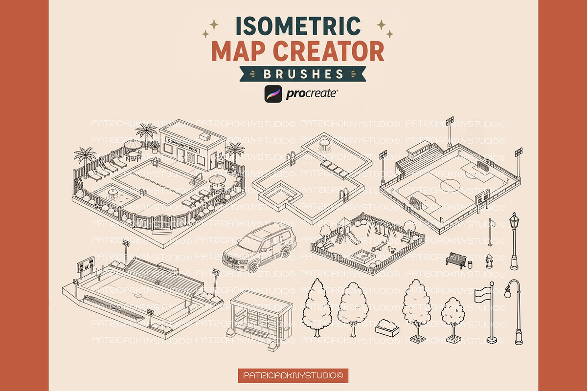 Procreate Isometric Map Creator, a Brush Add-On by PDknyStudio (Photo 2 of 9)