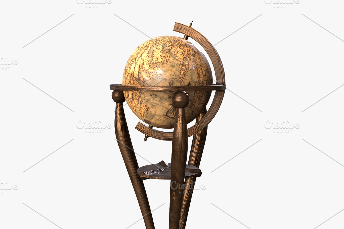 Vintage globe, a Furniture 3D Model by Snji | 3D Models (Photo 1 of 6)
