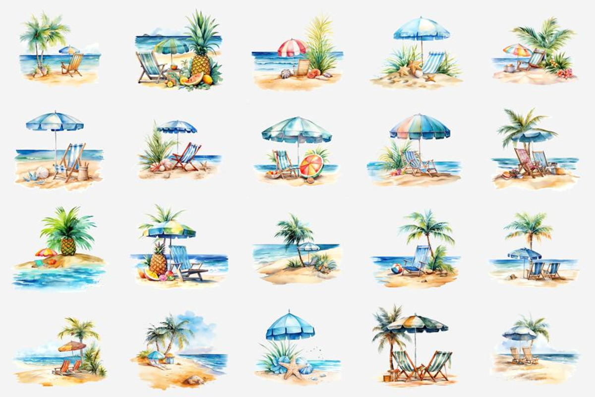 Summer Beach Watercolor, an Illustration by Gemstone (Photo 2 of 12)