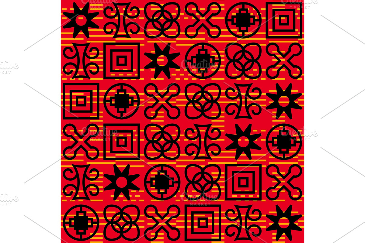 Seamless African Adinkra pattern., a Pattern Graphic by incomible