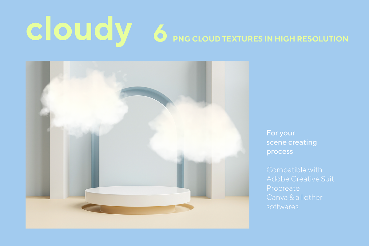 Cloudy - 6 PNG Cloud Textures, a Texture Graphic by Aidana Aidar (Photo 5 of 7)