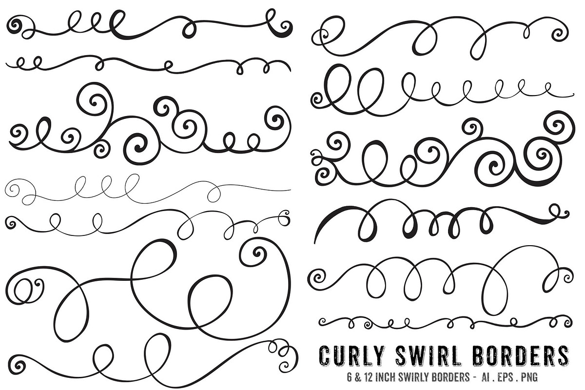 Swirl Borders, EPS, PNG + PS Brush preview 2