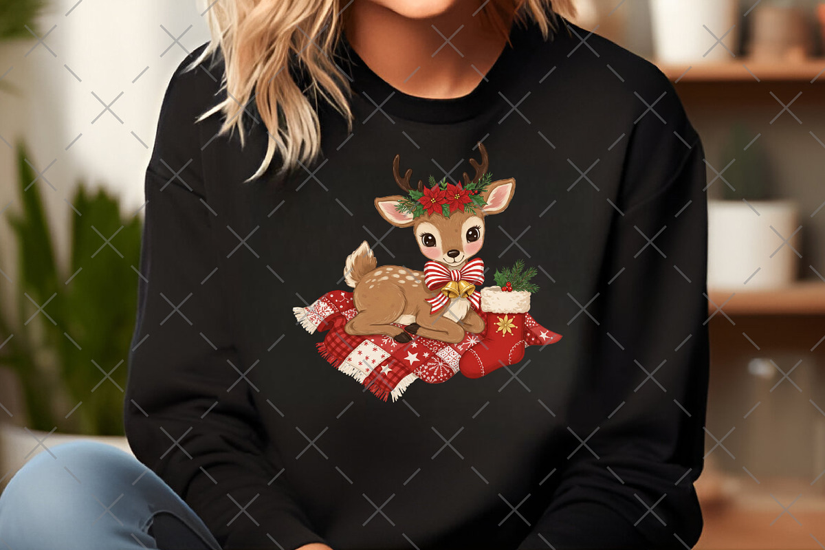 Reindeer Christmas Patchwork PNG, an Illustration by Craft Nest (Photo 4 of 6)