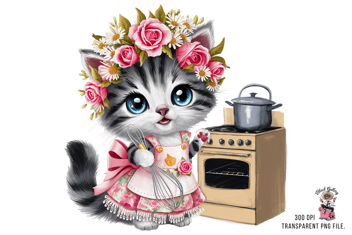 Cooking Cat Clipart PNG Bundle, a Graphic by Clipart Bloom (Photo 6 of 12)