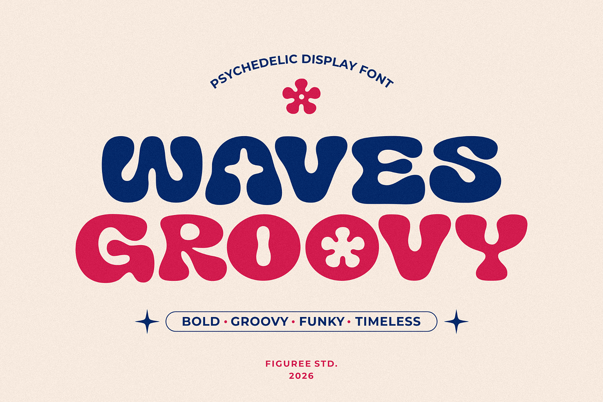 Groovy Waves - Retro Font, a Handwritten Font by figuree studio (Photo 1 of 10)