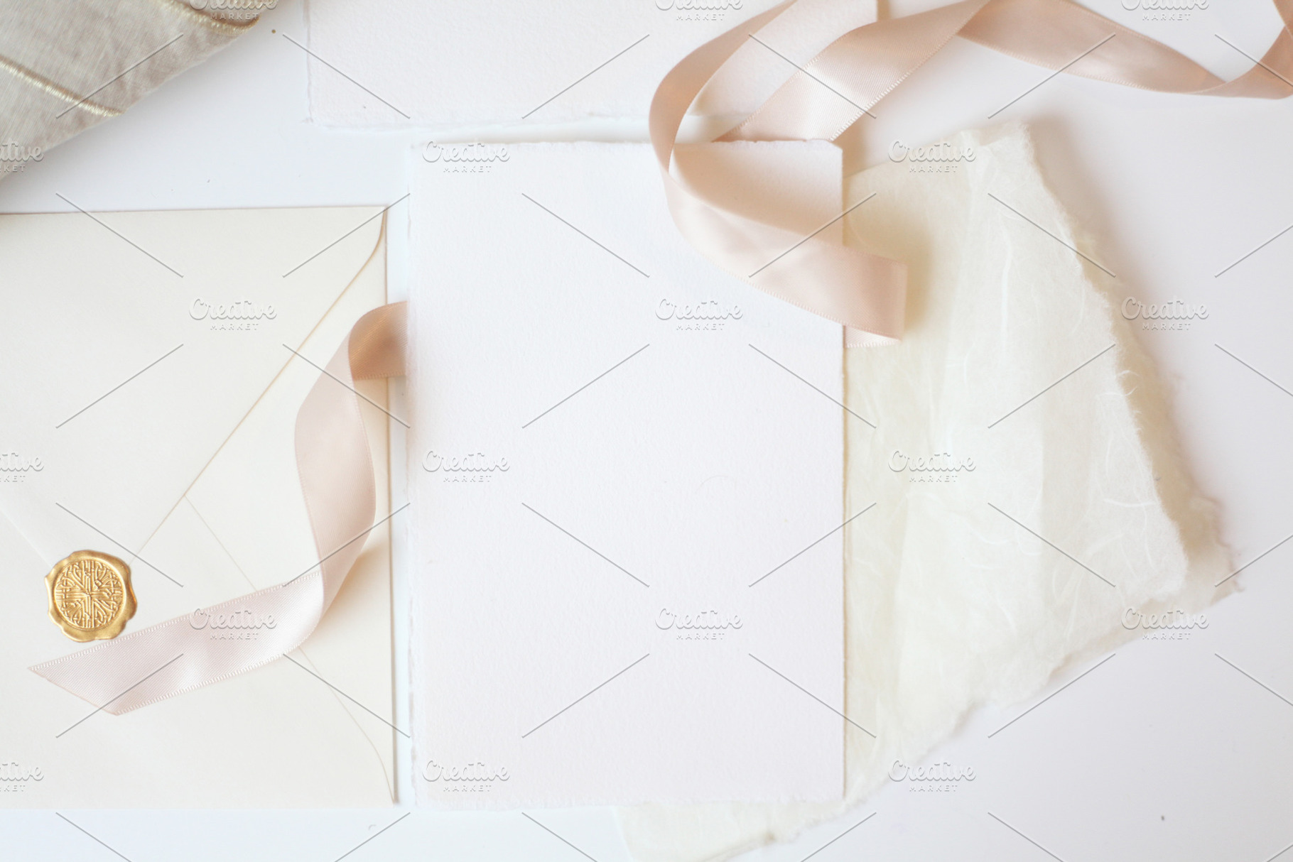 Blush Silk Ribbon Card Mock Up, an Arts & Entertainment Photo by Wonderland Styled Stock