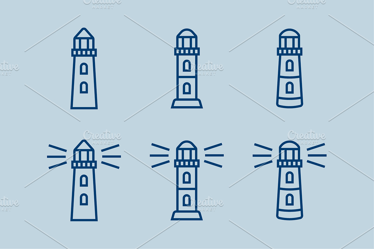 Set of lighthouse line icons, an Outline Icon by Type Twice (Photo 2 of 2)