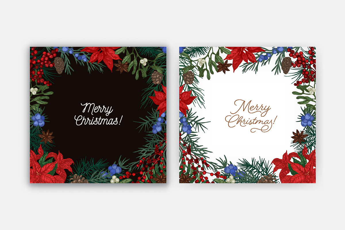 Floral christmas framed cards, a Decorative Illustration by Good Studio (Photo 5 of 19)