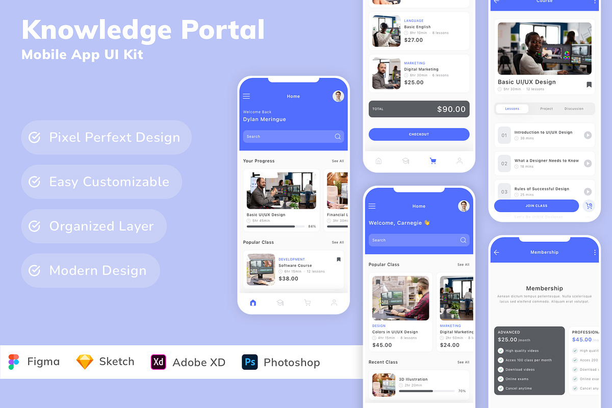 Knowledge Portal Mobile App UI Kit, an UI Kit Template by Betush