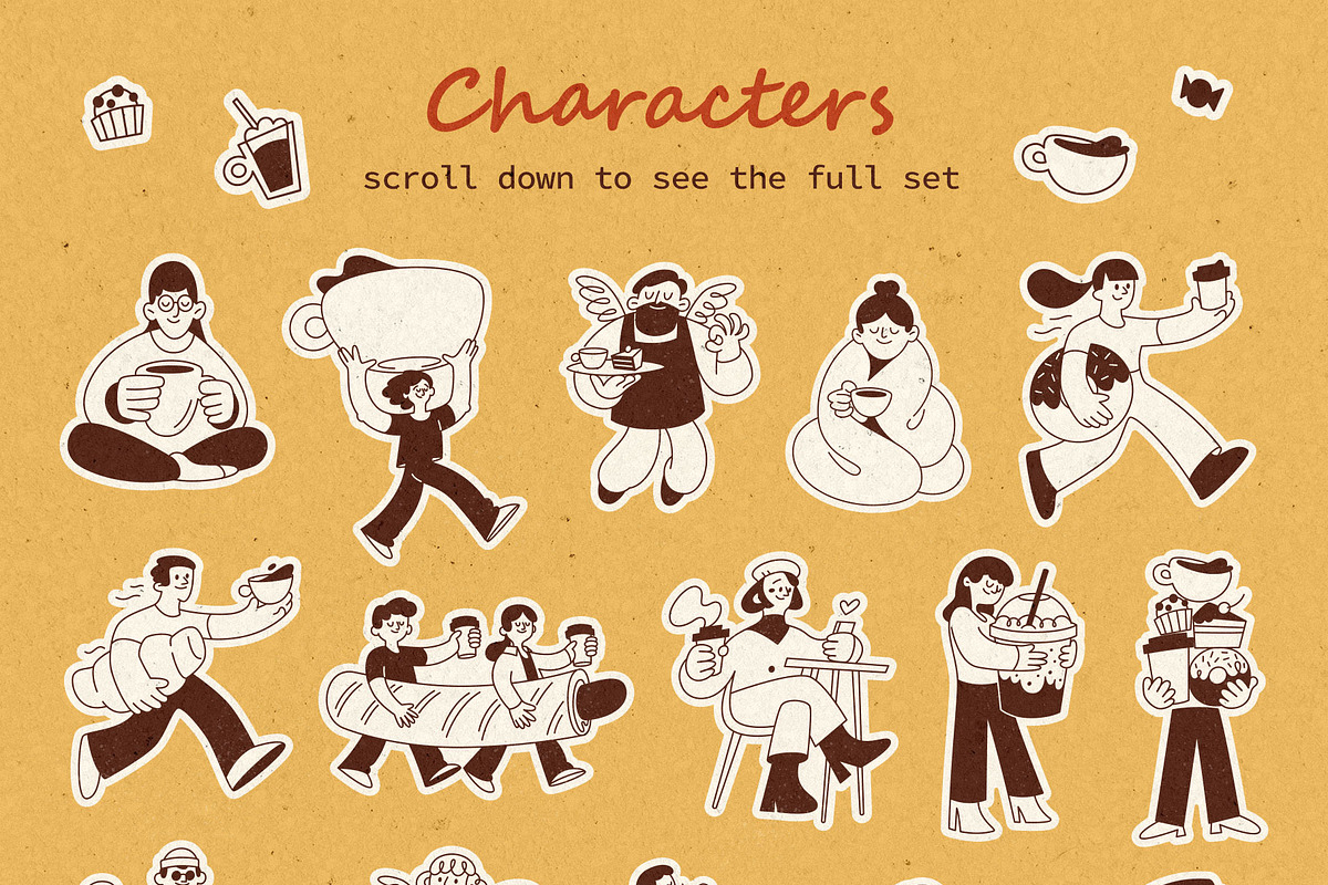 40 Hand-Drawn Café Characters, a Food Illustration by Red Monkey (Photo 3 of 12)