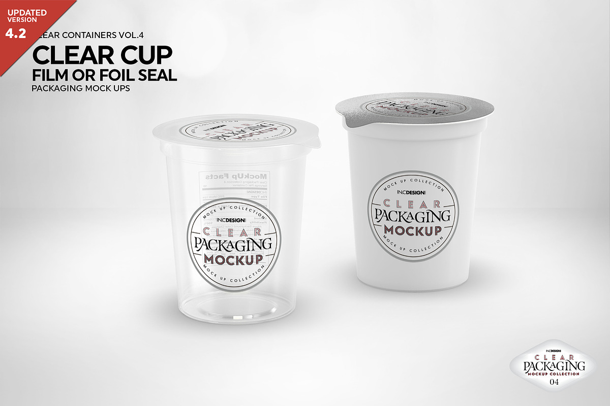 Clear Film Seal Cups PackagingMockup, a Cups & Container Mockup by INCDesign (Photo 1 of 7)