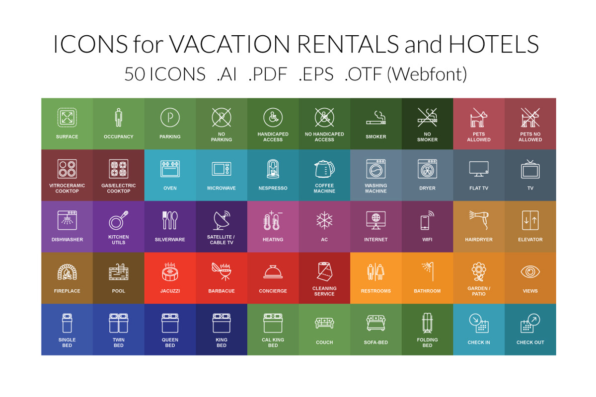 Vacation Rental & Hotel Vector Icons, an Icon by creativebythesea (Photo 1 of 5)