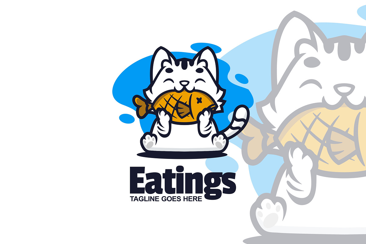 Eating Cat Mascot Logo Design., a Branding & Logo Template by VectorCraft