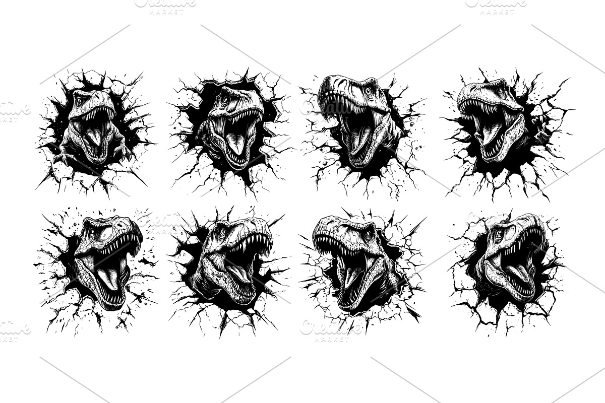 Trex concepts black ink sketch, an Illustration by Onyx