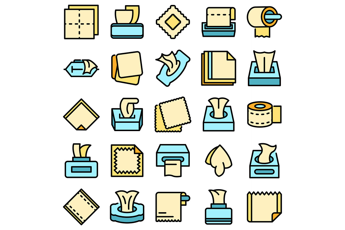 Tissue icons set vector flat, an Object Illustration by Ylivdesign ...