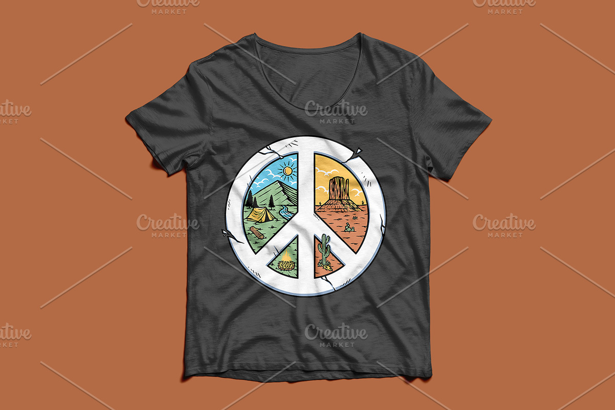 mountain and desert with peace sign, an Illustration by gunaonedesign (Photo 4 of 5)