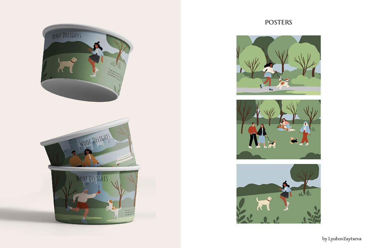 People and dogs in park illustration, a Person Illustration by LyubovZaytseva (Photo 6 of 22)