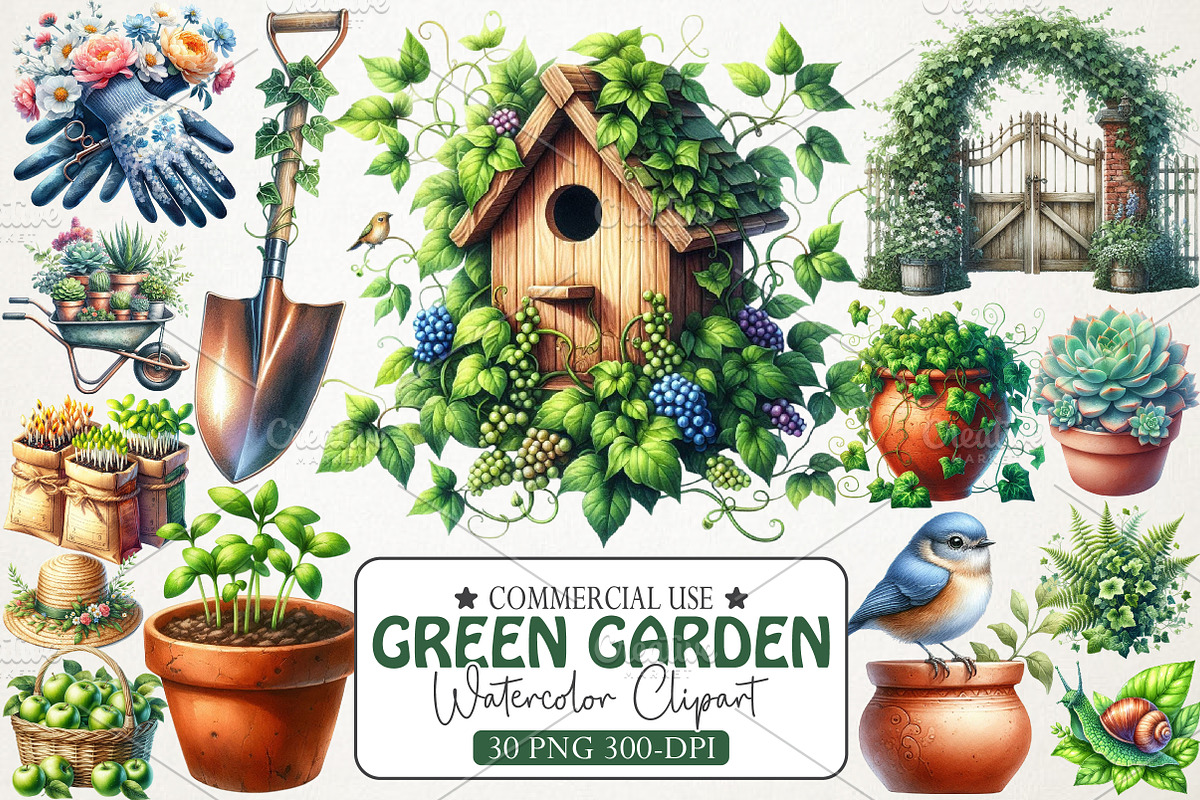 Green Garden Clipart, an Illustration by RobertsArt (Photo 1 of 7)