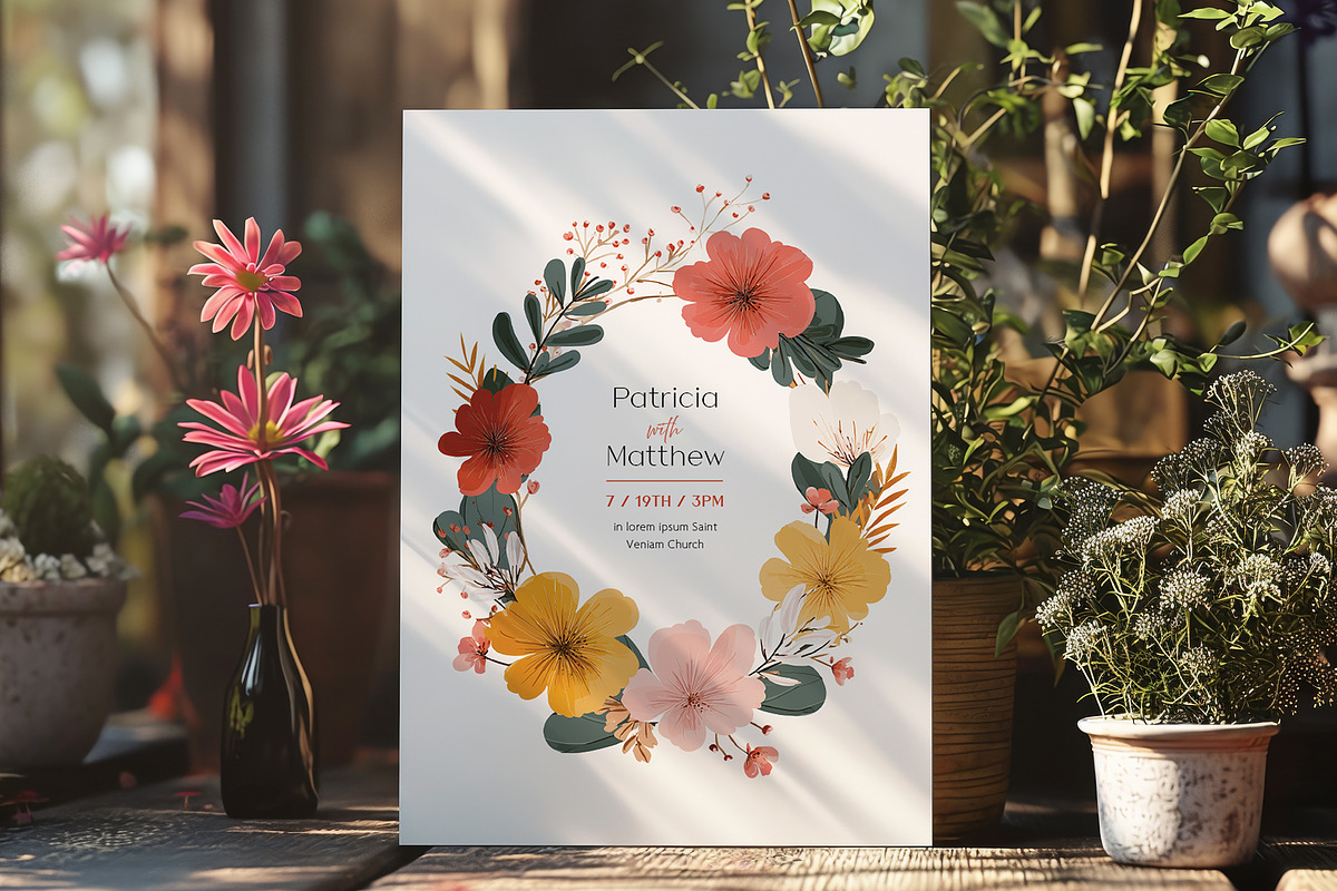 Floral Arch Wedding Invitation