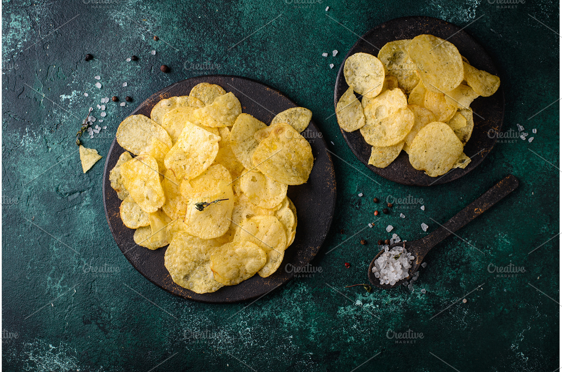Crispy salty homemade potato chips, a Food & Drink Photo by Yulia Furman