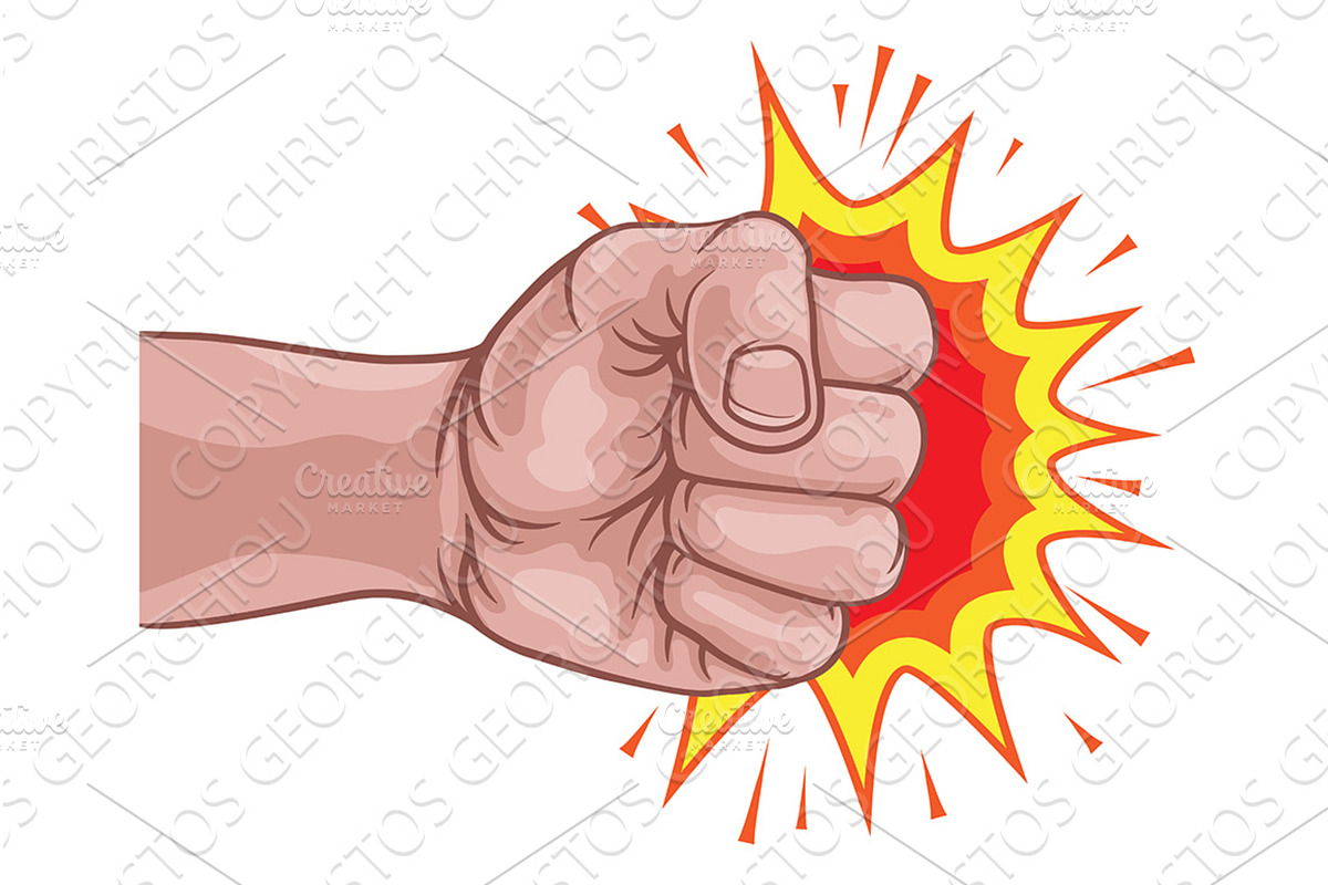Fist Punch Hand Comic Pop Art, an Illustration by Christos Georghiou