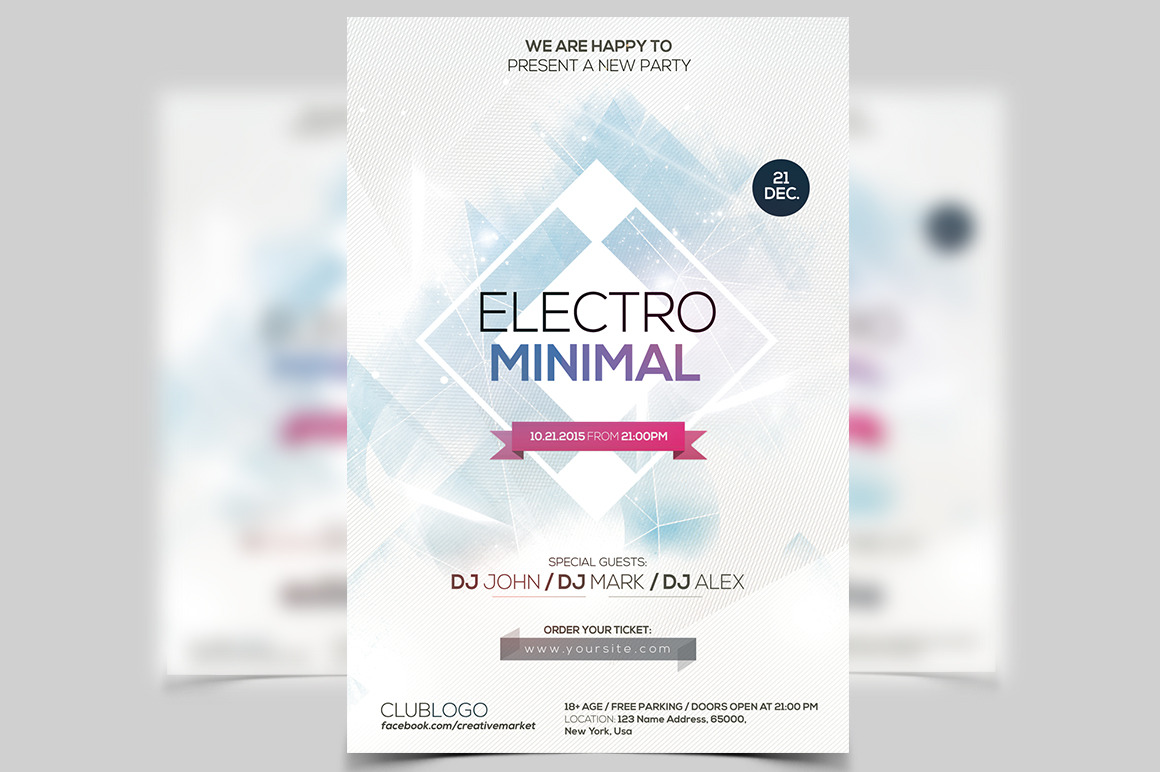 Electro Minimal - PSD Flyer, a Flyer Template by PixelsDesign