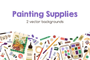 Art supplies background borders, an Education Illustration by Good Studio