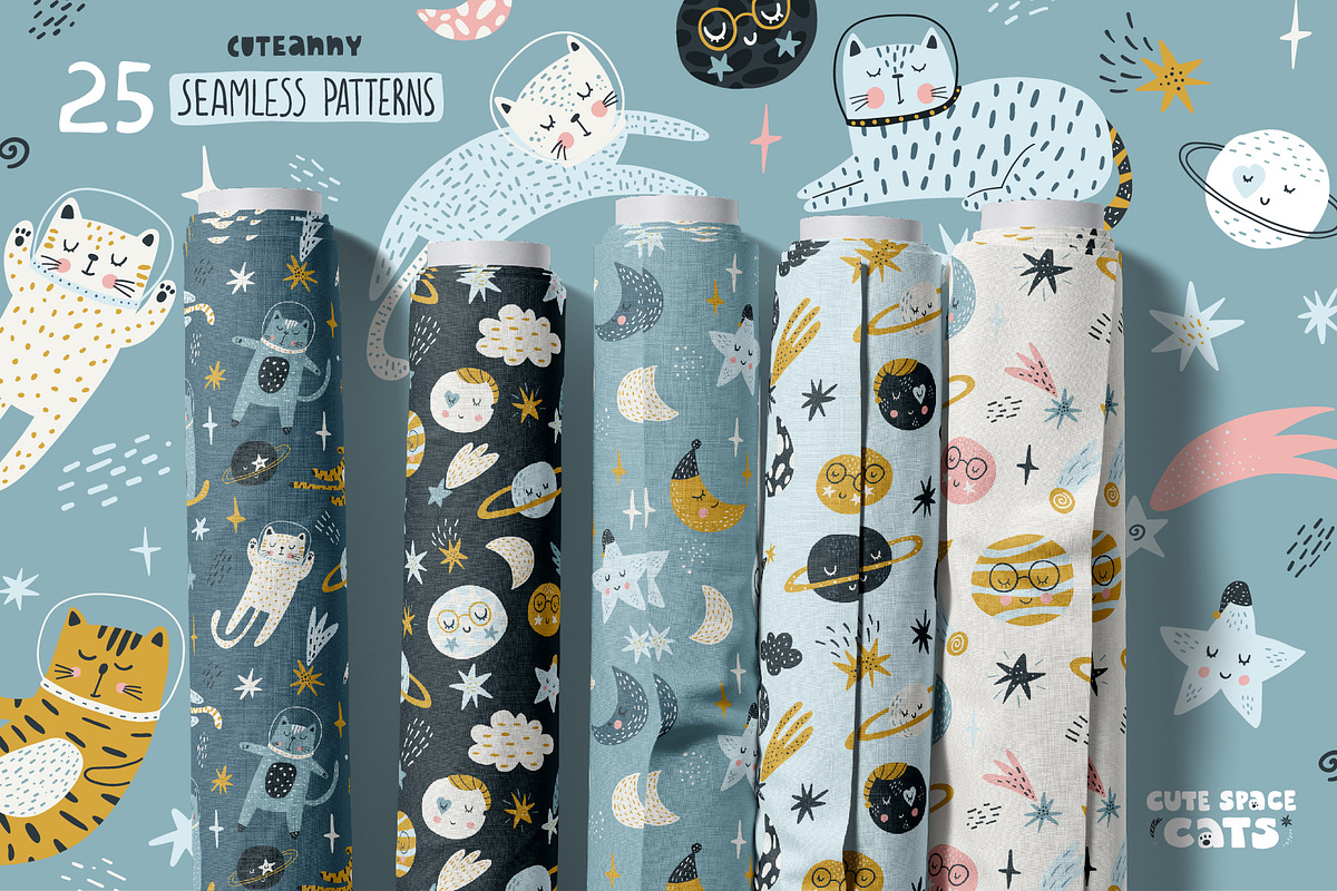 Cute space cats - graphic collection, a Pattern Graphic by Cuteanny Design (Photo 8 of 10)