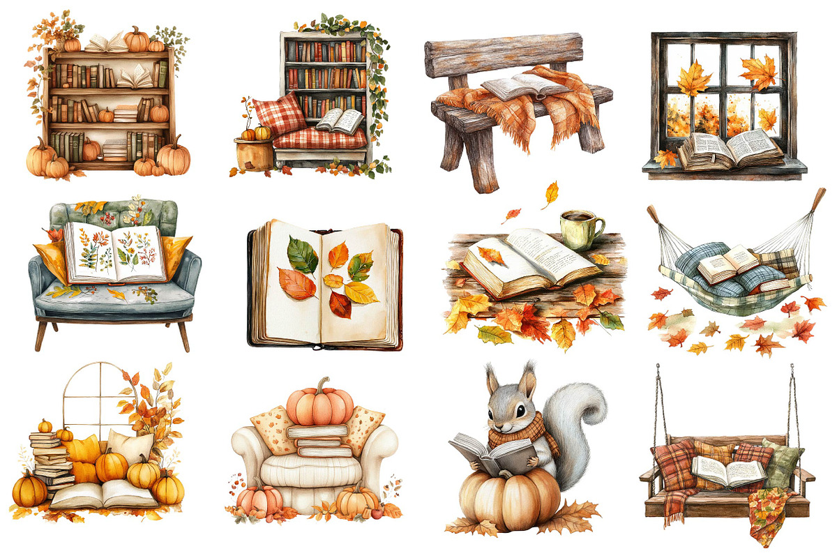Fall Reading Nook Clipart, an Illustration by Dream Creation (Photo 4 of 4)