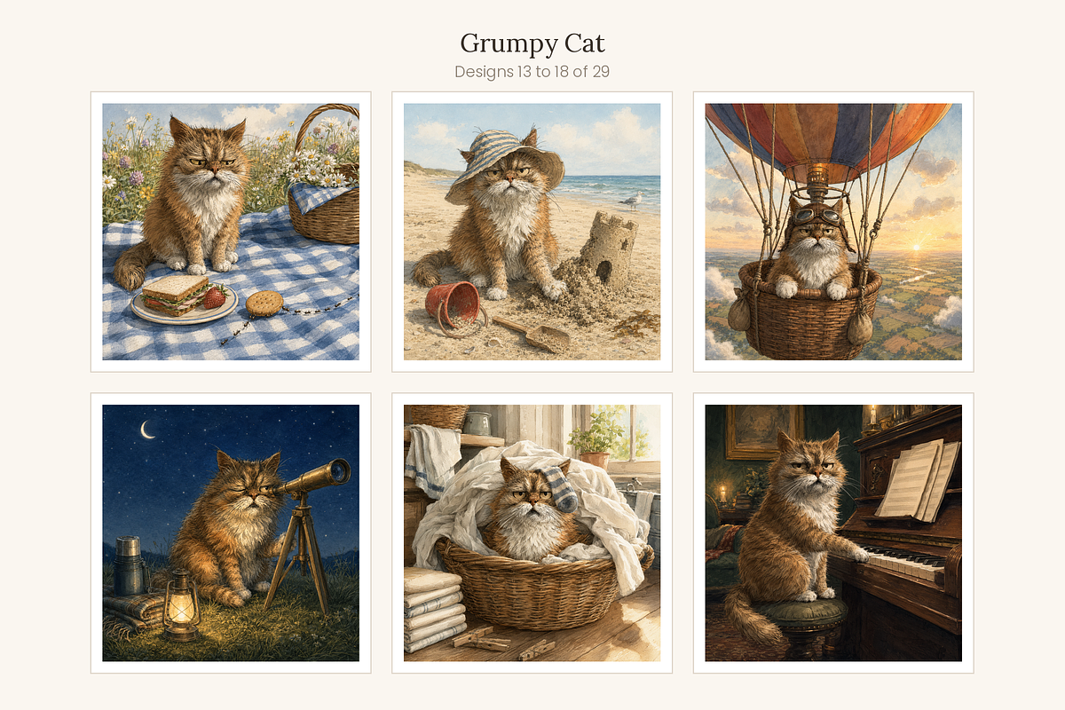Grumpy Cat Illustrations, 29, an Animal Illustration by LanternkinStudio (Photo 8 of 14)