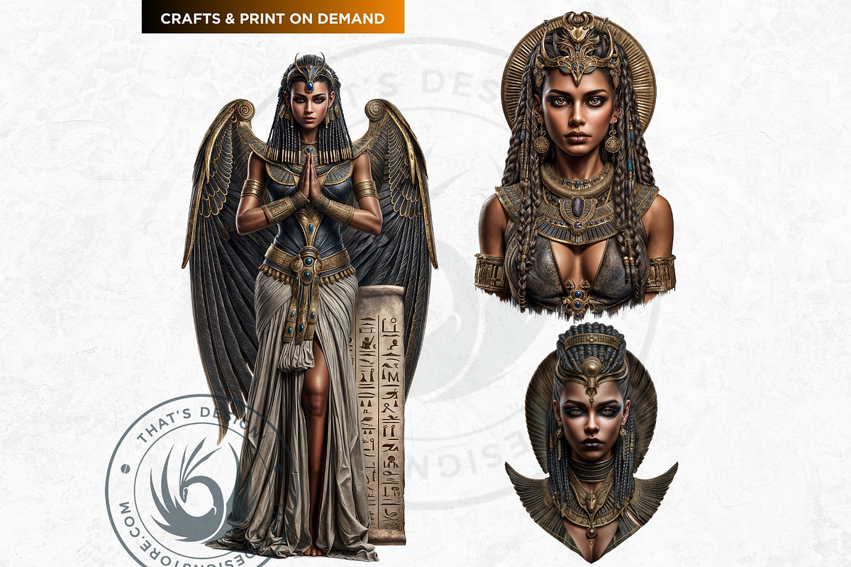 Isis Egyptian goddess clipart set, a Person Illustration by ThatsDesignArt (Photo 8 of 10)