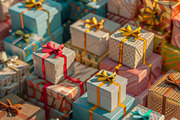 86 Gift boxes with ribbons and bows, a Holiday Photo by Handmadefont (Thumbnail 70 of 90)
