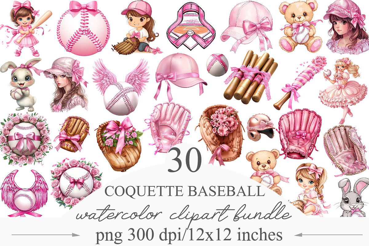 Pink Ribbon Coquette Baseball, an Illustration by Designking (Photo 1 of 5)