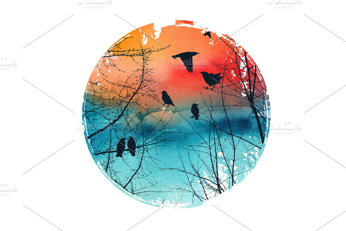 Round abstraction of tree branch and, an Animal Illustration by Nenahliadava Design